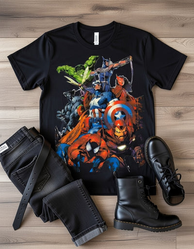 Iconic Marvel Heroes Assemble DTF T-Shirt