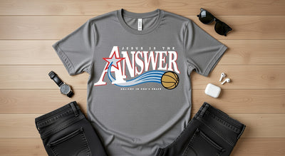 Jesus Is The Answer Basketball Faith Tee | Christian Sports Apparel