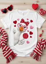 Sweet Goose Valentine DTF T-Shirt with Heart Glasses