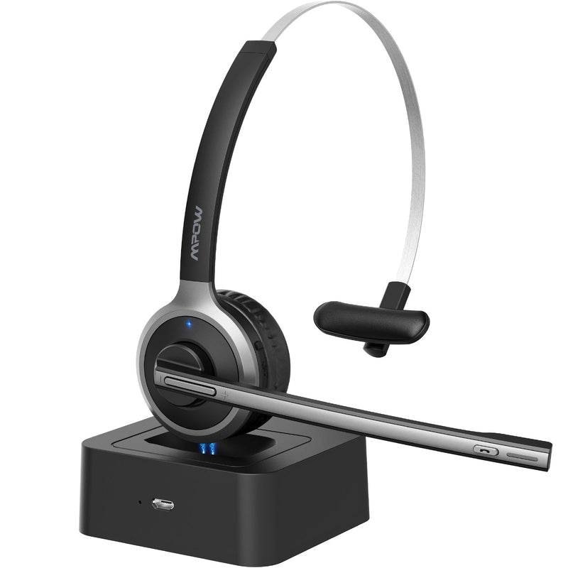 MPOW M5 Pro Bluetooth Headset V5.0 (MPBH231BB) — Wireless Single-Ear with 180H Charging Dock