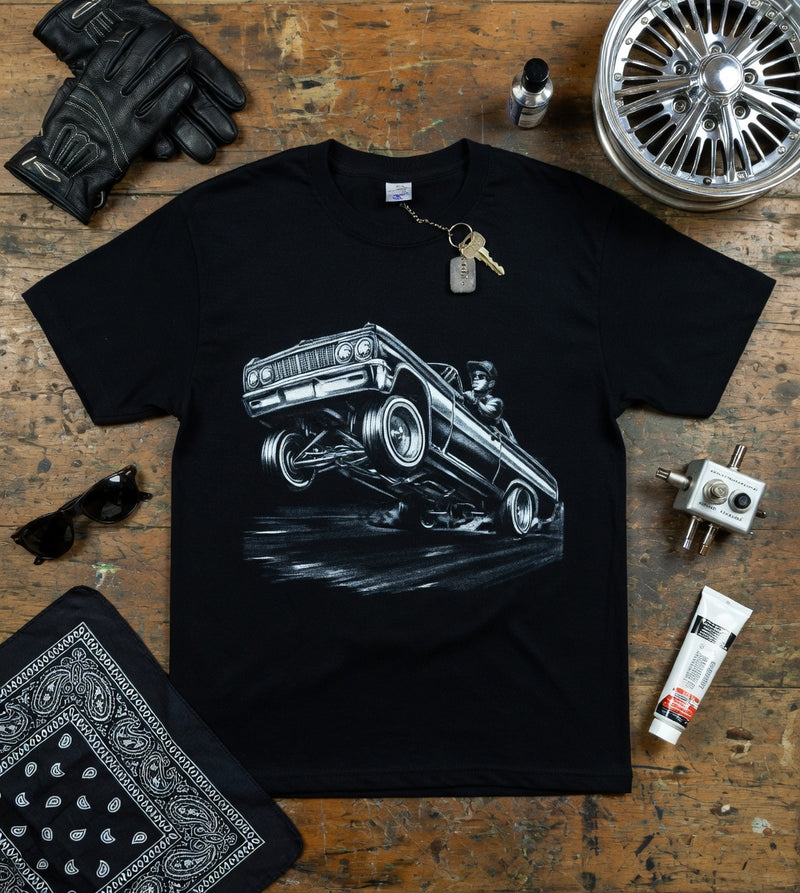 Lowrider Wheelie Vintage Car T-Shirt