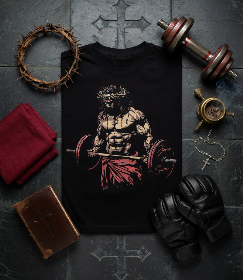 Crown of Thorns Jesus Barbell Lifting Tee