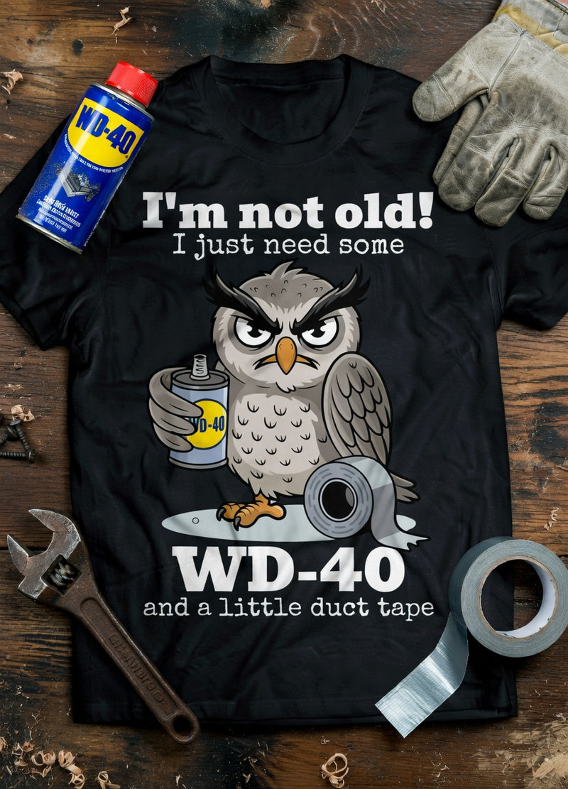 Owl's WD-40 Duct Tape Humor Tee