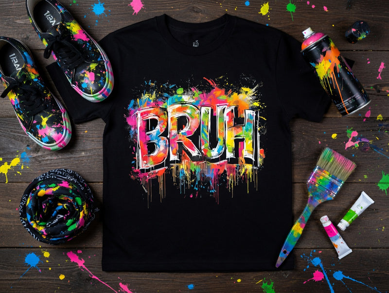 Vibrant Graffiti BRUH Streetwear T-Shirt