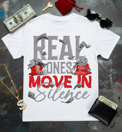 Real Ones Move In Silence Money Bags Tee