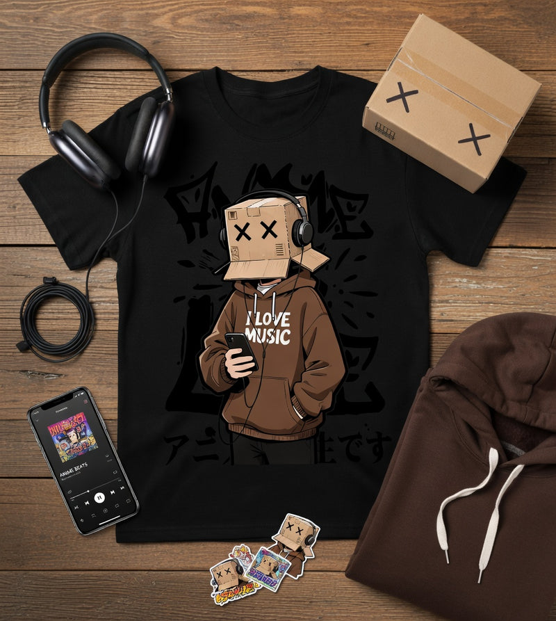 Box Head Music Lover Urban Streetwear Tee