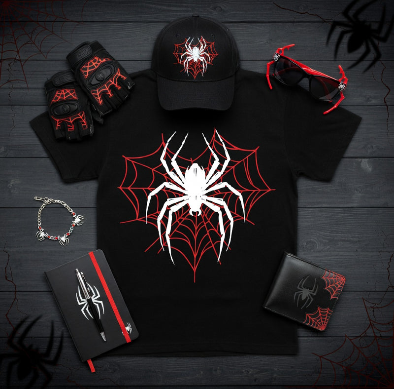 Edgy White Spider Red Web DTF