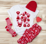 LOVE Fuzzy Hearts T-Shirt - Romantic Valentine's Day Design