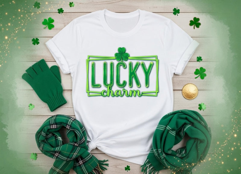 Lucky Charm Shamrock St. Patrick's Day Green DTF T-Shirt
