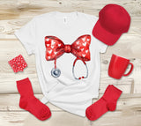 Love Stethoscope Bow T-Shirt | Healthcare Hero Apparel