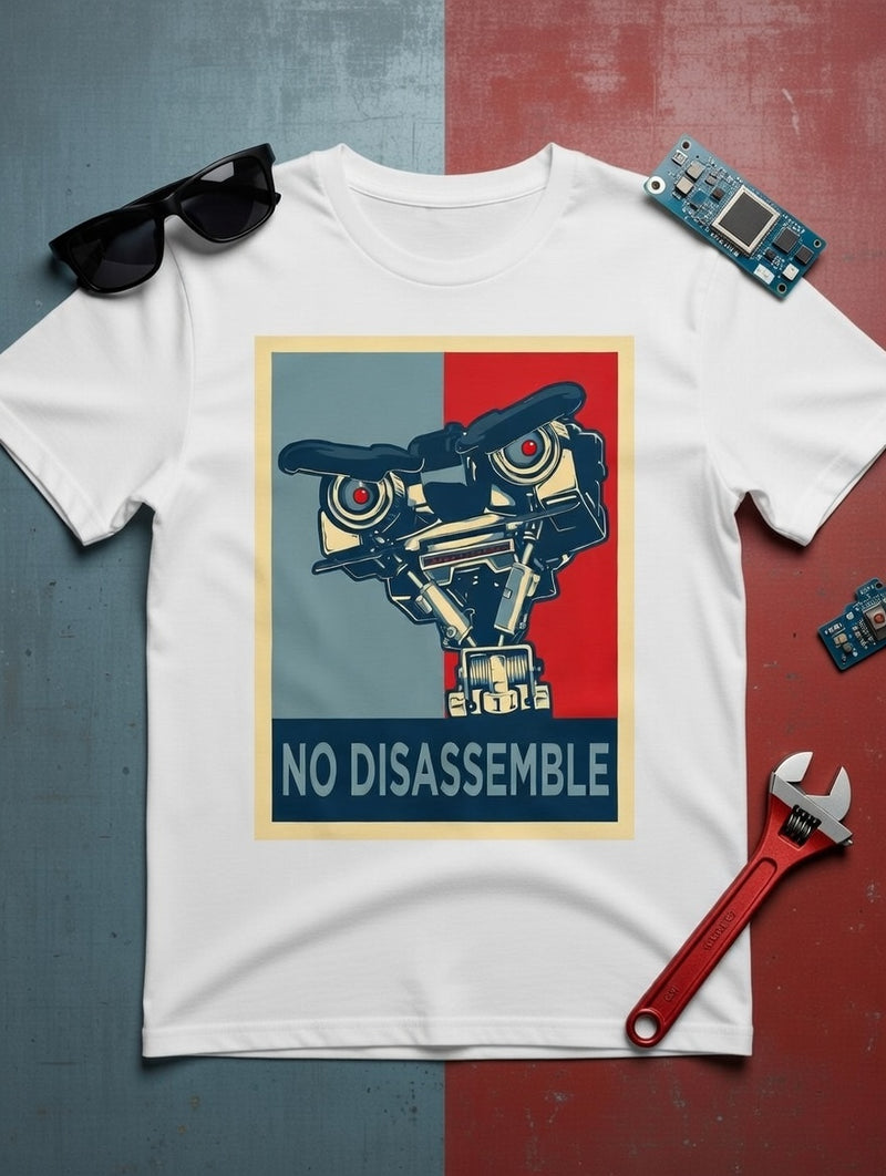 Johnny 5 "No Disassemble" Robot Movie Fan DTF T-Shirt