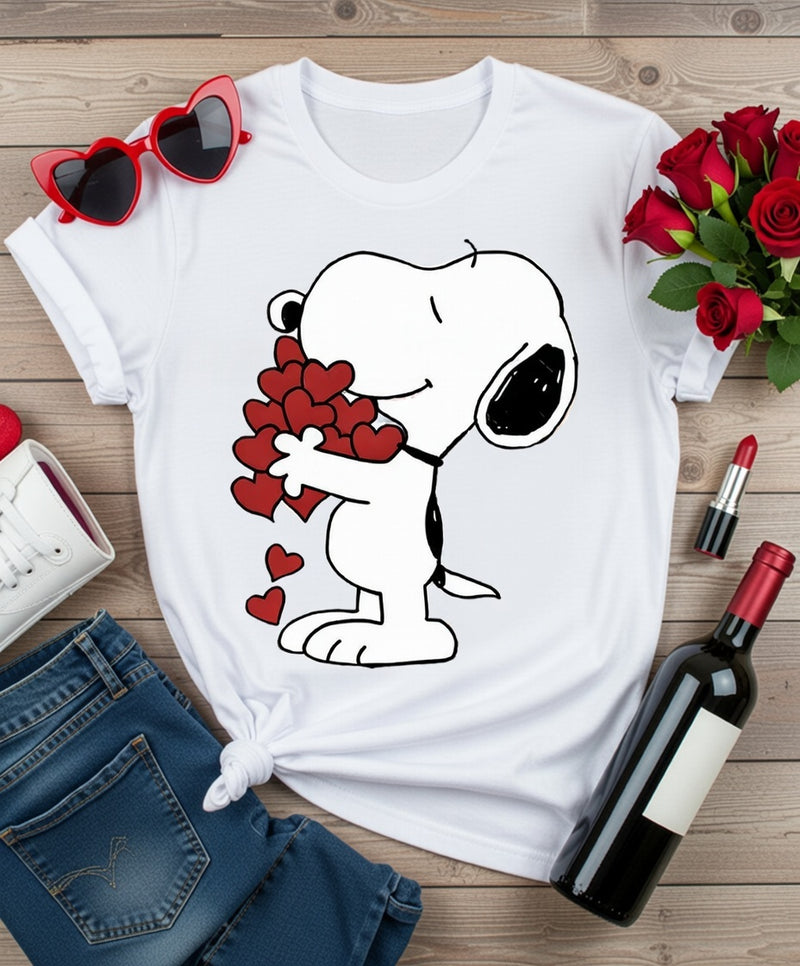 Snoopy Holding Hearts | Cute Valentine's Day Love DTF T-Shirt