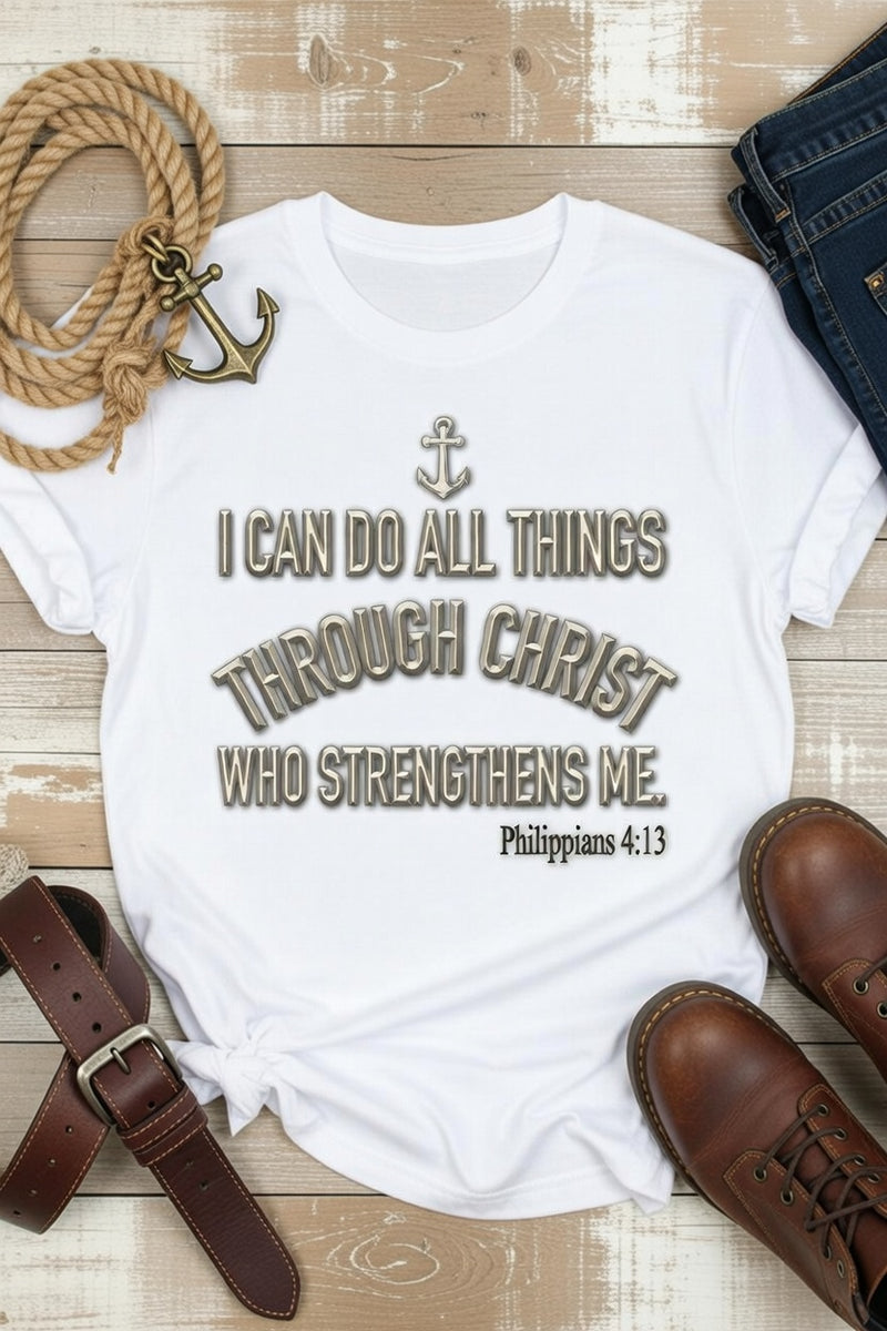 I Can Do All Things Philippians 4:13 Christian Anchor Tee