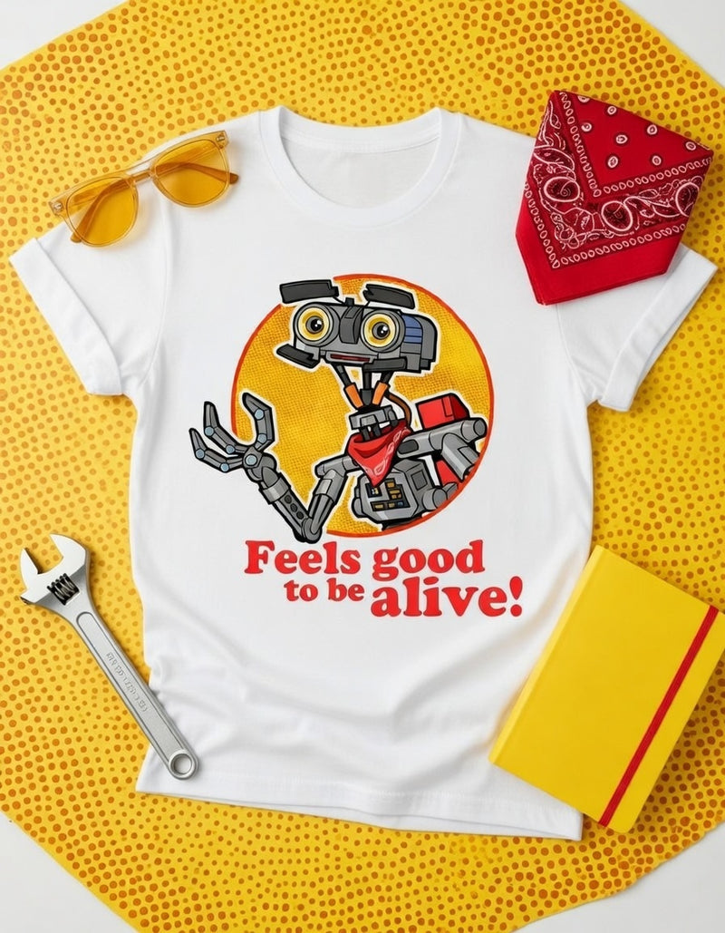 Johnny 5 'Feels Good to Be Alive!' Robot Graphic Tee