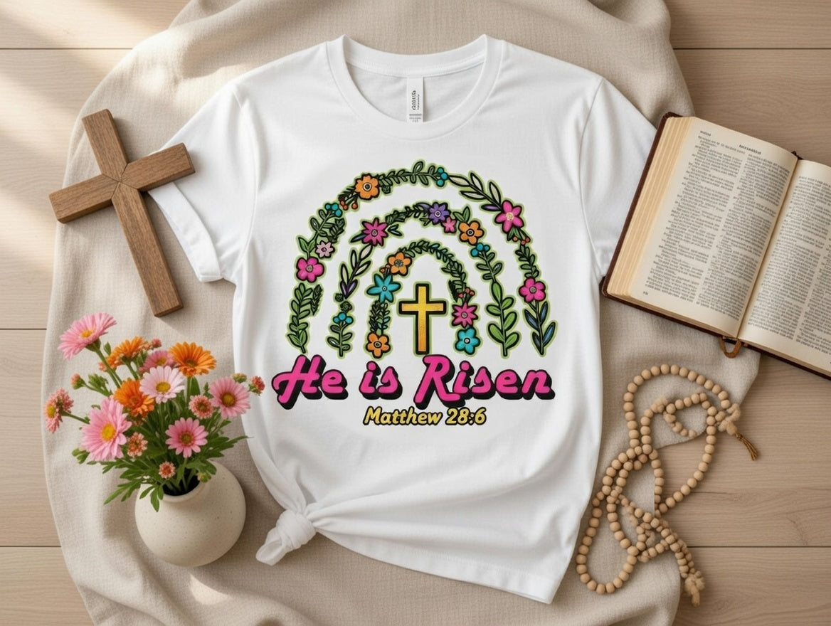 He Has Risen Floral Tee