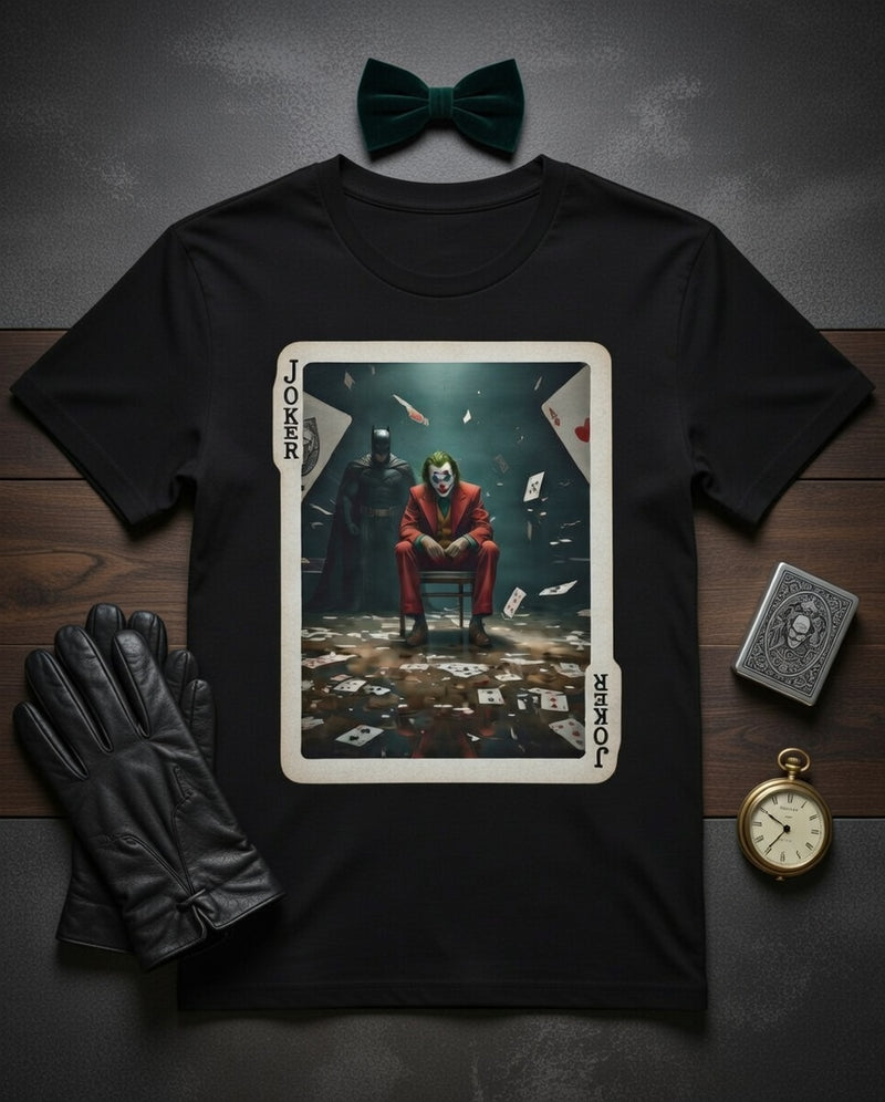 The Joker's Gambit: Batman & Joker Playing Card DTF Tee