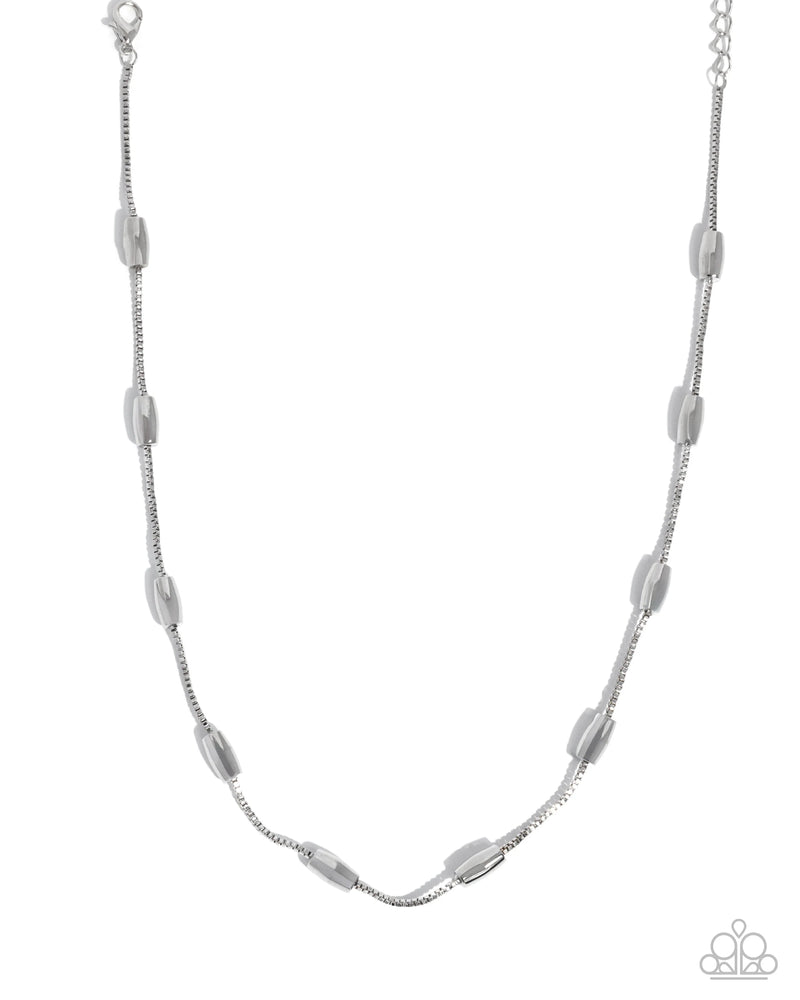 Cylindrical Chic - Silver - Necklace