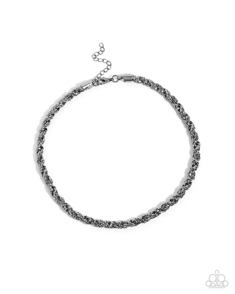 Edgy Etching - Black - Necklace