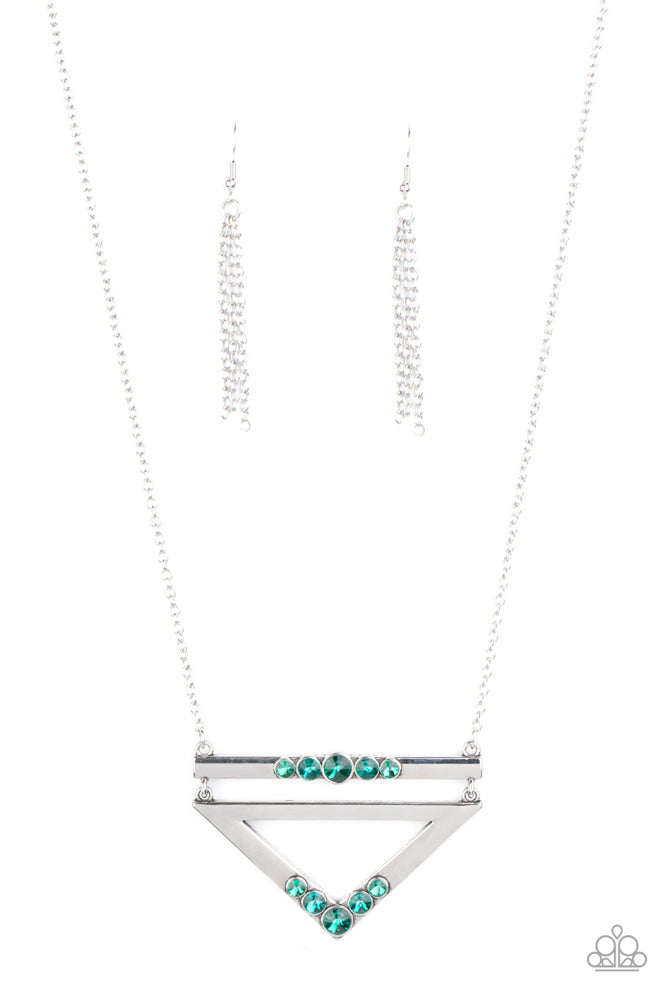 Triangulated Twinkle - Green - Necklace