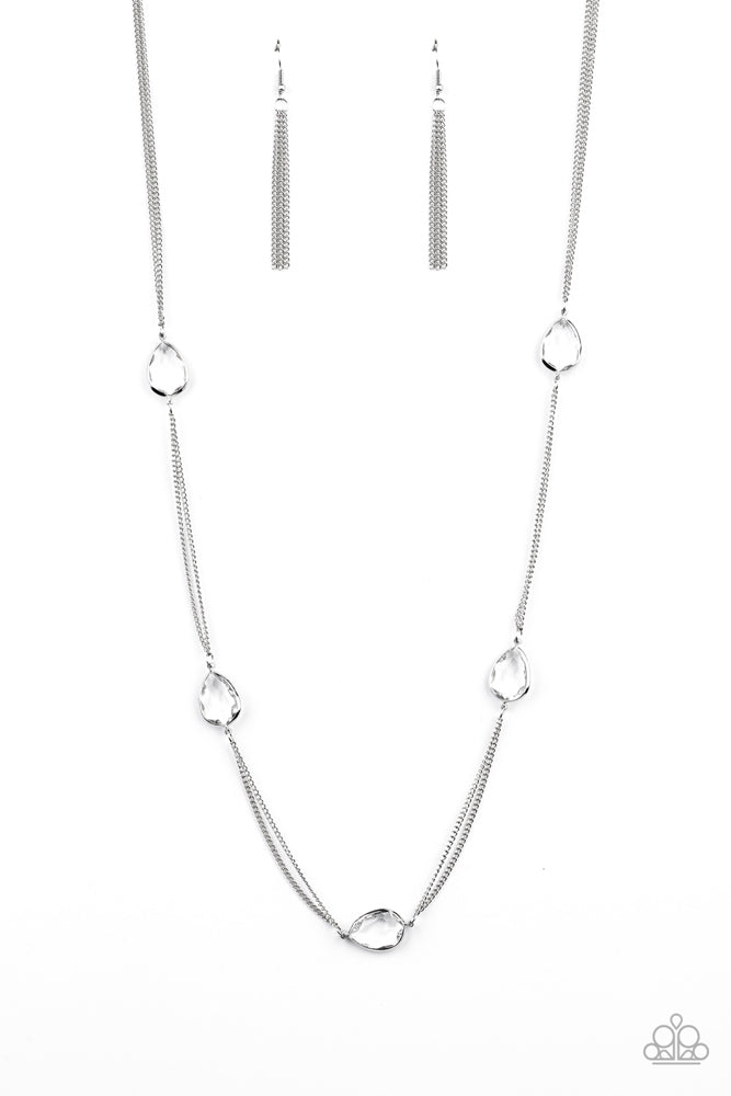 Teardrop Timelessness - White - Necklace