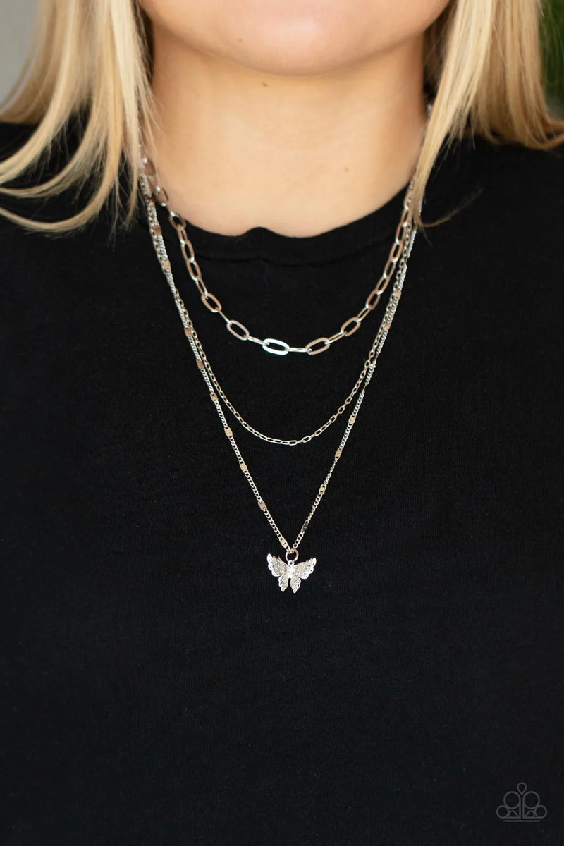 Bountiful Butterflies - White - Necklace