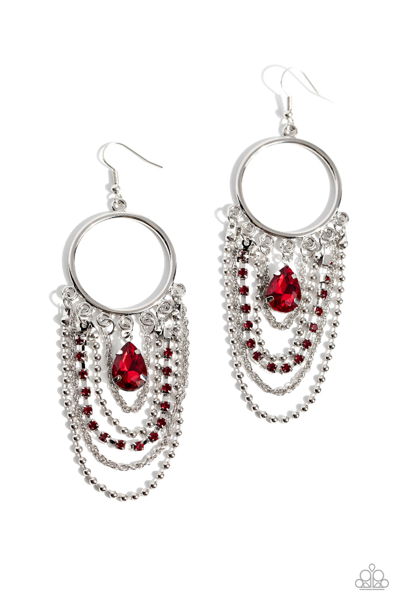 Cascading Clash - Red - Earring