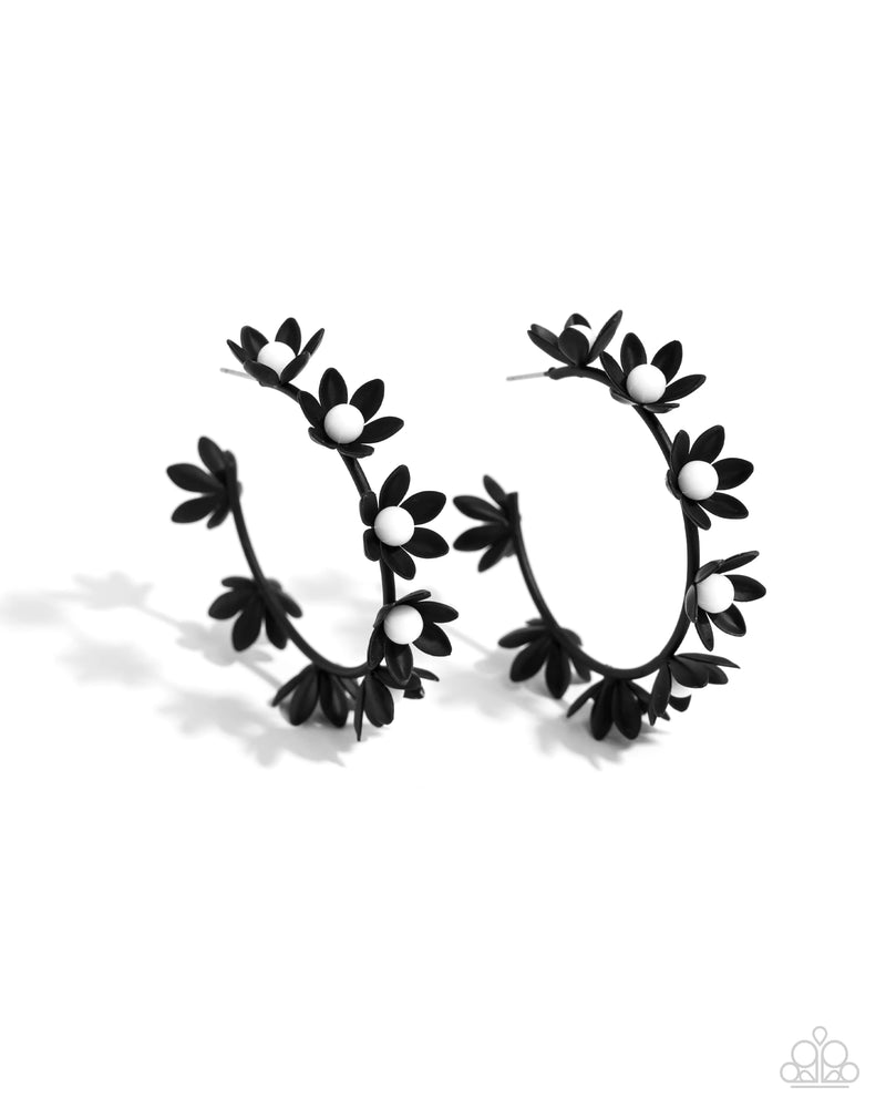 Flower Vine - Black - Earring