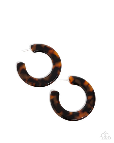 Spotted Scoop - Brown - Earring