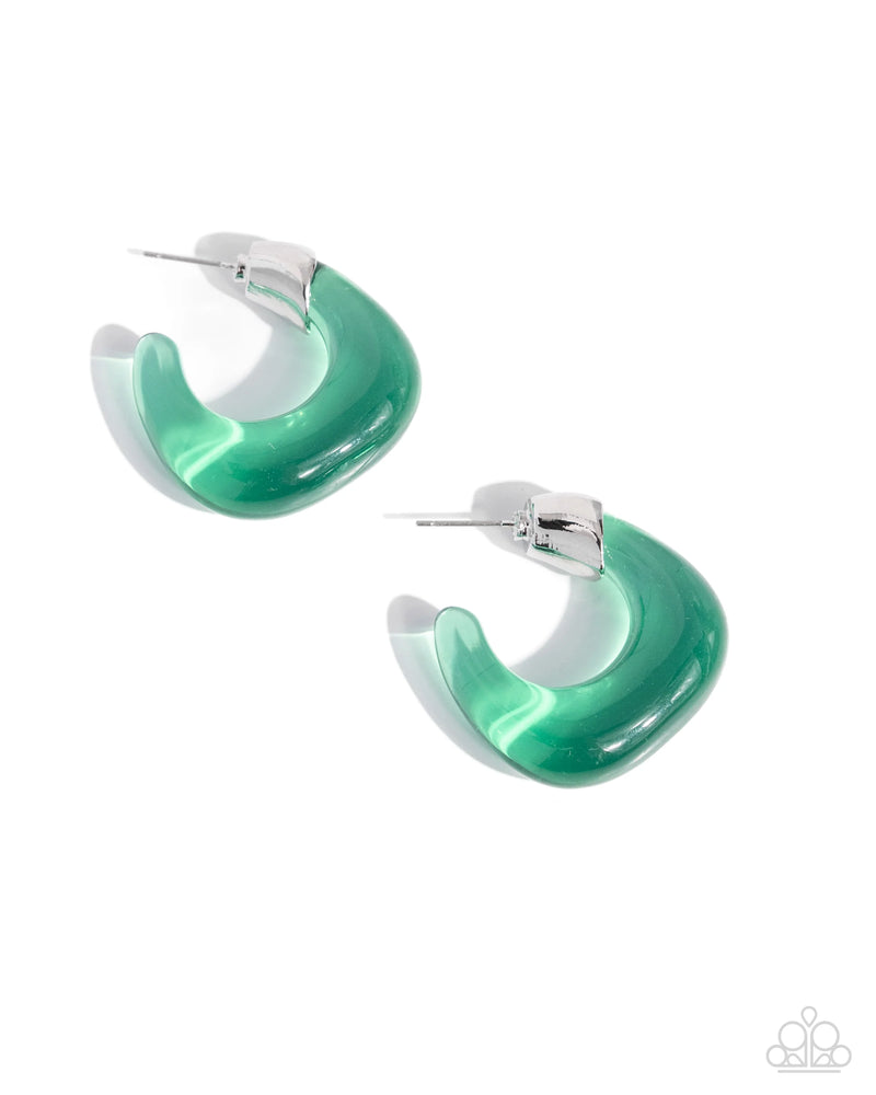 Clear Charm - Green - Earring