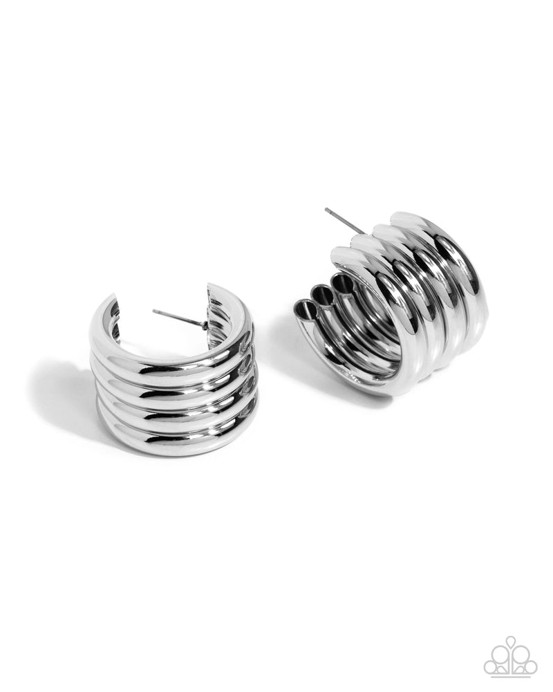Continuous Construction - Silver - Earring
