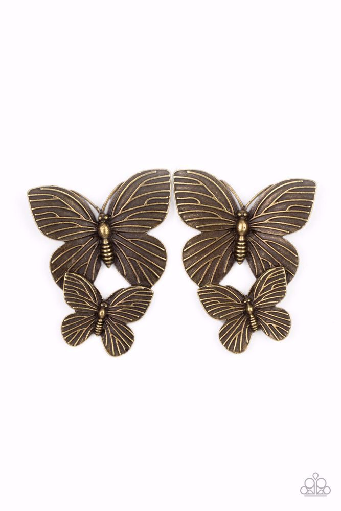 Blushing Butterflies - Brass - Earring