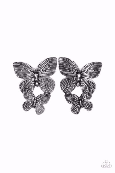 Blushing Butterflies - Silver - Earring