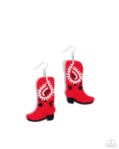 Western Webbing - Red - Earring
