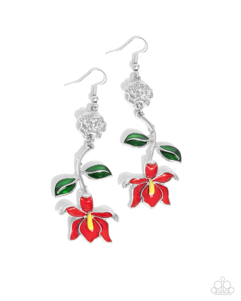 Floral Fractal - Red - Earring