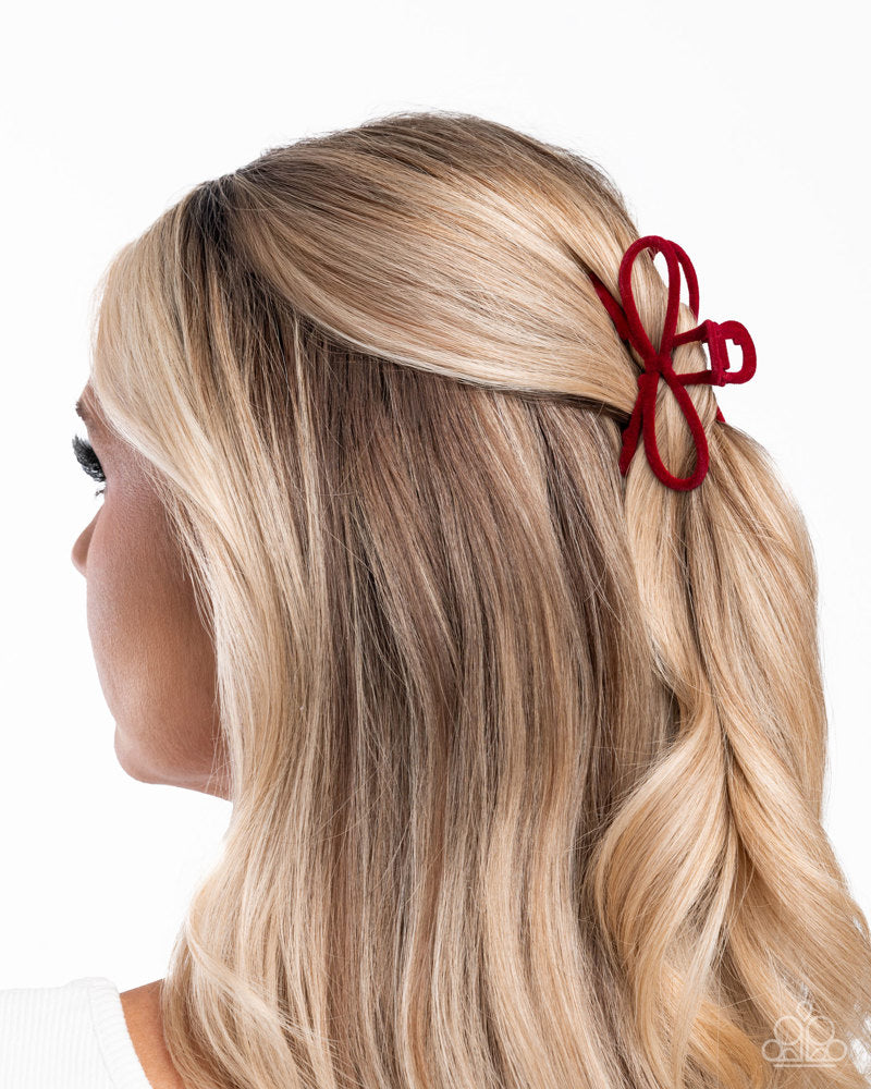 Merry BOW Round - Red - Hair Clip