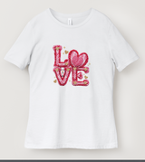 Cozy Knitted LOVE T-Shirt - Pink & Red Hearts & Sparkles Tee