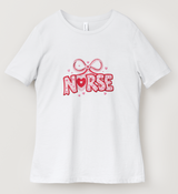 Sweet Nurse Heart Bow Valentine DTF T-Shirt for Healthcare Heroes