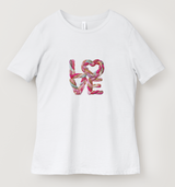 Pastel Braided LOVE Heart Glitter T-Shirt