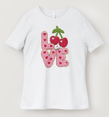 Knitted Love & Cherries T-Shirt | Sweet Valentine's Day Design