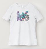 Crochet Knit Love Letters DTF T-Shirt | Pastel Yarn Design