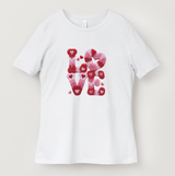 LOVE Fuzzy Hearts T-Shirt - Romantic Valentine's Day Design