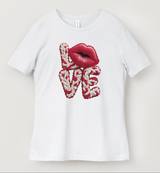 Knitted Love & Lips Graphic Tee - Romantic Valentine Design