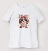 Sweetheart Leopard Kitty: Pink Hearts & Lollipop DTF Tee