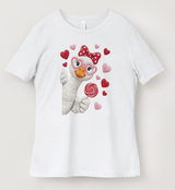 Sweet Goose Valentine DTF T-Shirt with Heart Glasses