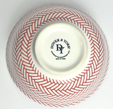 Dover & York Red Herringbone Ceramic Bowl 6.25"