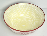 Dover & York Red Herringbone Ceramic Bowl 6.25"