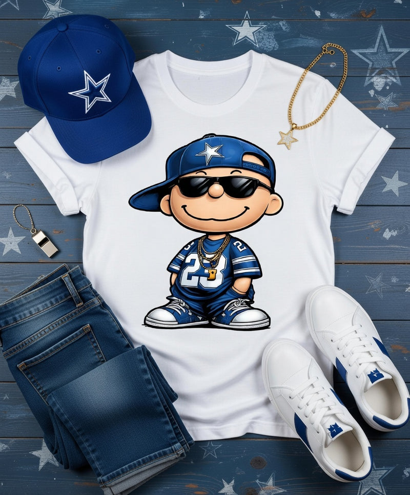 Cool Cartoon Dallas Cowboys Fan DTF T-Shirt - Game Day Style