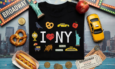 I Love NY Iconic Landmarks DTF T-Shirt - NYC Souvenir Tee