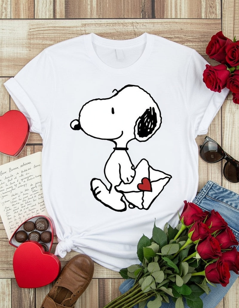 Snoopy Love Letter Heart Tee - Peanuts Valentine's Shirt