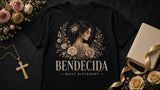Bendecida black props flat-lay ad mockup